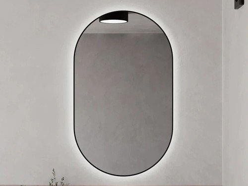 Espejo Oval Pvc Negro 50x80 cm Con Luz Led | Diseño y Calidad