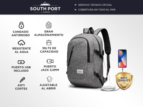 Mochila Antirrobo South Port 35 Litros USB