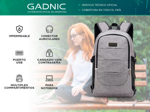 Mochila Antirrobo Gadnic M126B Impermeable Para Notebook