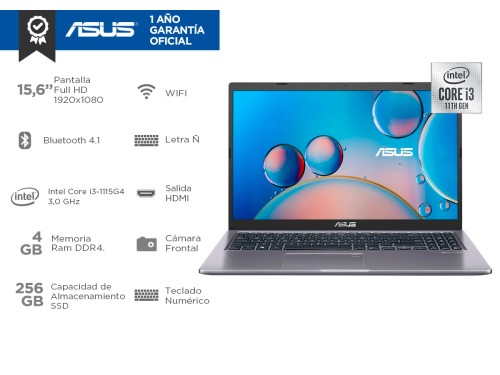 Notebook Asus X515EA Intel Core I3 11va Gen 4Gb SSD 256Gb 156 IPS Full