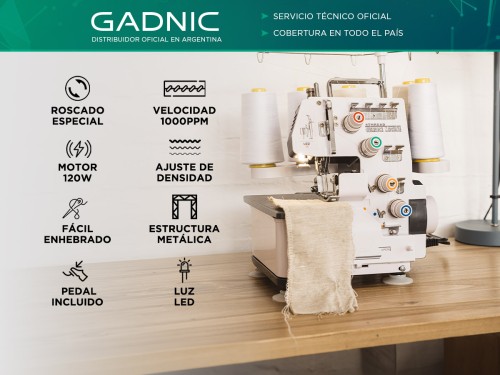 Máquina de Coser Overlock Gadnic SW8800 Semi Industrial 4 y 3 Hilos Lu