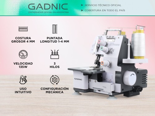 Máquina de Coser Gadnic Collareta Interlock de 3 Hilos Semi Industria