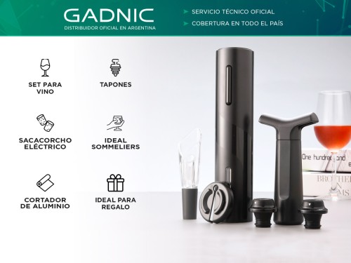 Kit de Vino Gadnic Sacacorchos Eléctrico Decantador Bomba de Vacío