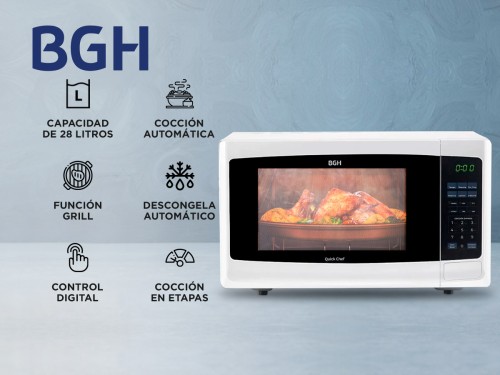 Microondas Grill BGH Quick Chef 28 litros B228DB9 Blanco