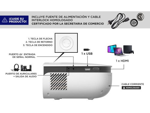 Proyector Gadnic Unique 2500 Lúmenes HDMI USB AV Full HD