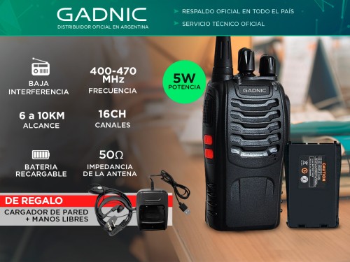 Handy Gadnic WK99U 5w 16CH UHF Hasta 10km Manos Libres