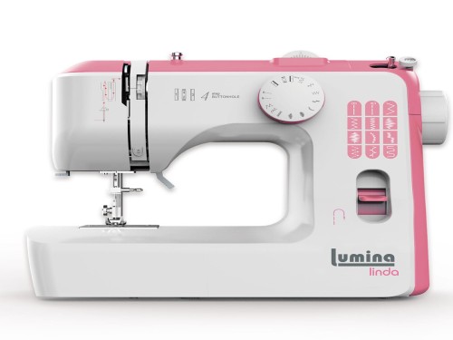 Máquina de coser recta Lumina Linda rosa 12 diseños de puntadas