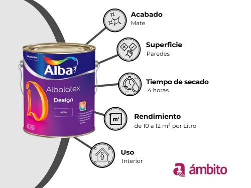 Pintura Látex Interior Albalatex Design Blanco Mate 10 Litro