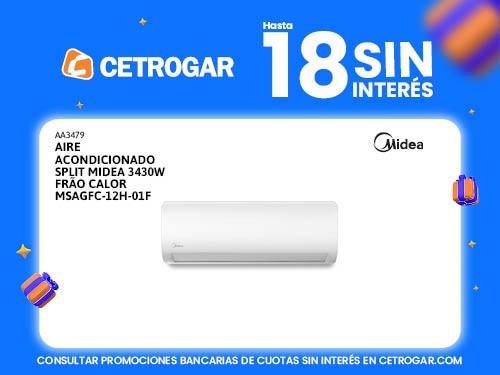 Aire Acondicionado Split Midea 3430W frío Calor MSAGFC-12H-01F