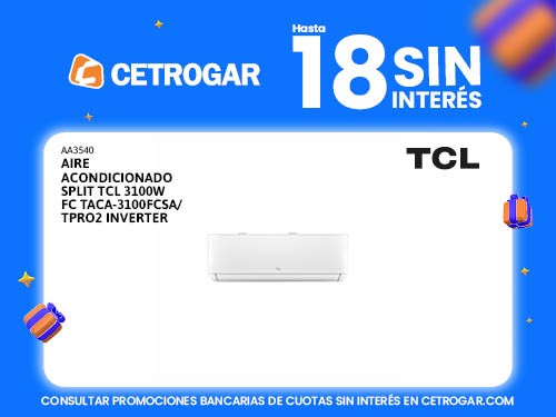 Aire acondicionado split TCL 3100W FC TACA-3100FCSA/TPRO2 Inverter