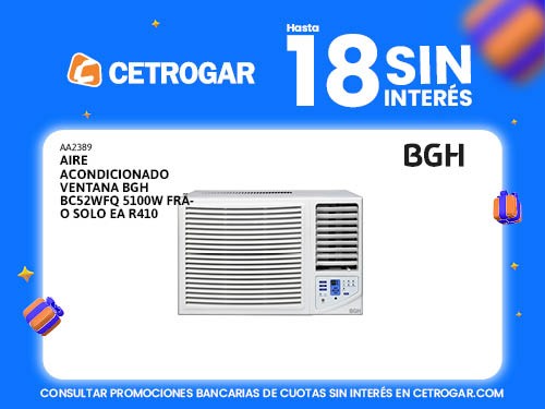 Aire Acondicionado Ventana BGH BC52WFQ 5100W frío Solo EA R410 