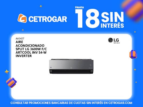 Aire Acondicionado Split LG 3600W F/C ARTCOOL S4-W S4-W12JARPA