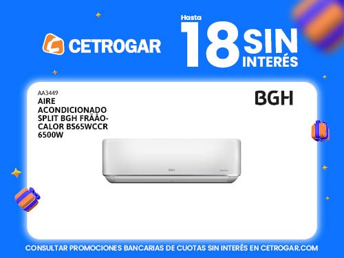 Aire acondicionado split BGH frío-calor BS65WCCR 6500W