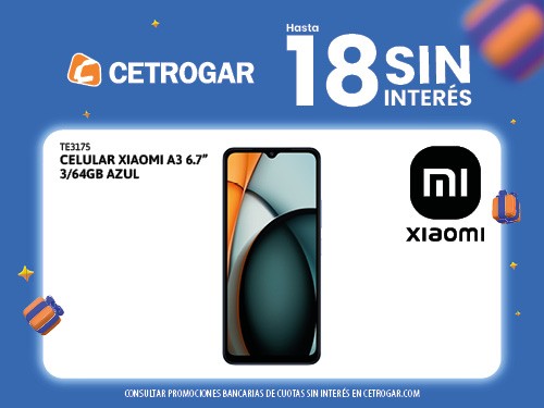 Celular Xiaomi A3 6.7" 3/64GB azul