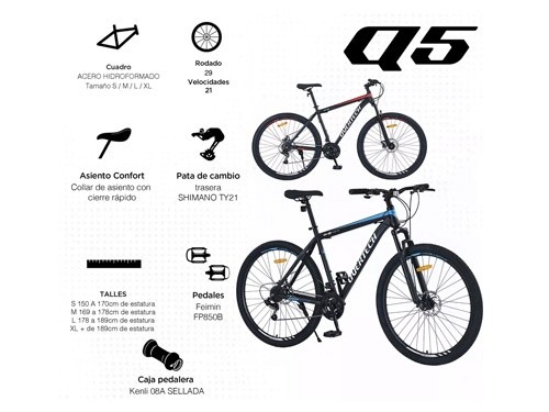 Bicicleta MTB R29 Acero 21v Freno A Disco Overtech