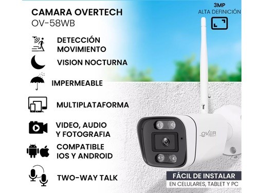 Camara De Seguridad Overtech Ov-58wb Wifi 3mp Detección Movimiento