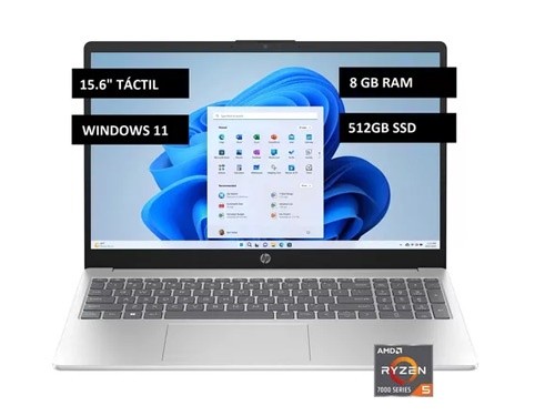 Notebook Amd Ryzen 5 7520u Ssd 512gb 8gb Pantalla 15.6" Táctil W11 HP