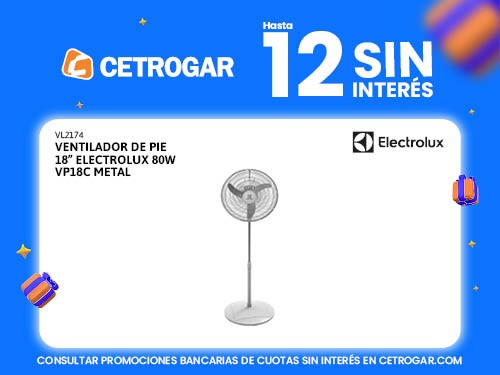 Ventilador de pie 18" Electrolux 80W VP18C metal