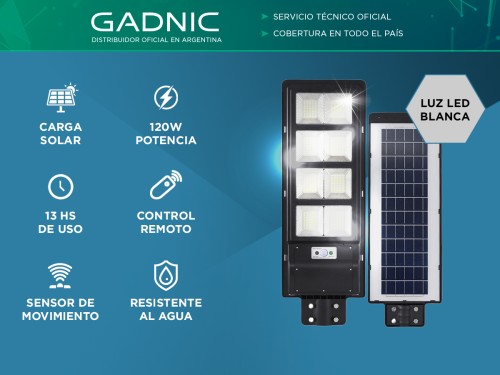 Reflector Solar Led 120W GADNIC S-LIGHT10 Sensor De Movimiento Exterio