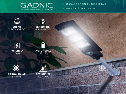 Reflector Solar Led 200W Gadnic S-LIGHT9 Sensor De Movimiento Exterior