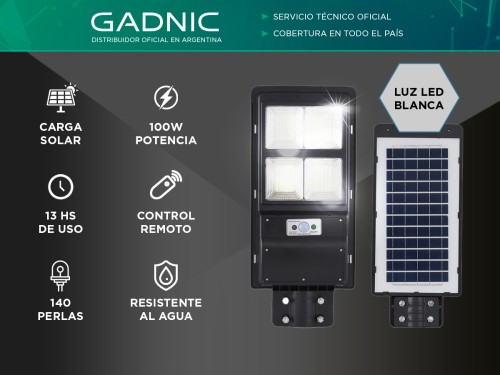 Reflector Solar Led 100w Gadnic S-LIGHT8 Con Sensor de Movimiento Para