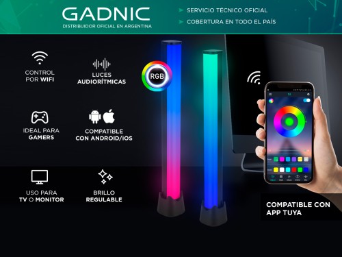 Lámpara LED Velador Gadnic RGBAR 2000 RGB Control Por APP