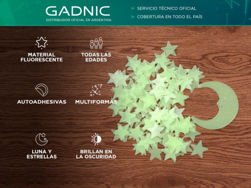 Luna y 100 Estrellas Fluorescentes Gadnic STAR01 Brillan en la Oscurid