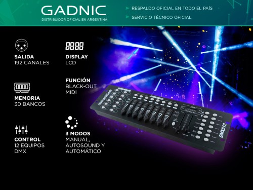 Consola Gadnic SRX666 Universal 192 Canales Efectos Luces Dj