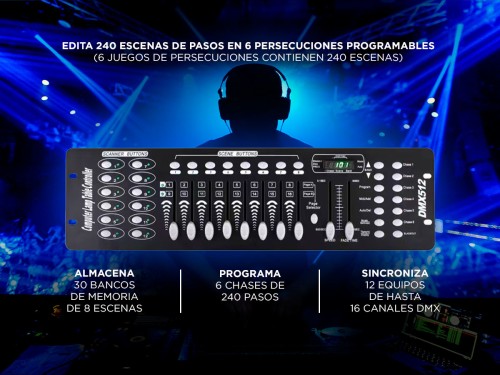 Consola Gadnic SRX666 Universal 192 Canales Efectos Luces Dj