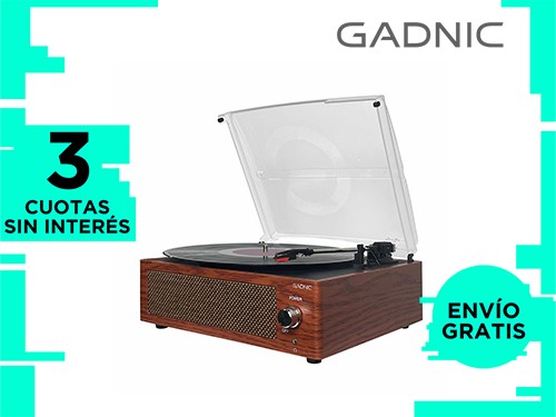 Tocadiscos Gadnic Soundix7 Retro Bluetooth 3 Velocidades USB