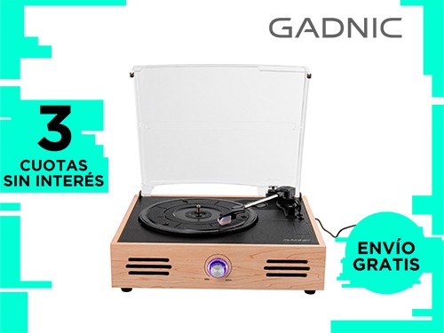 Tocadiscos Gadnic TD32 Bluetooth Portátil 3 Velocidades Aux-In RCA