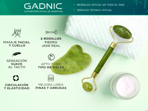 Kit Masajeador Facial Rodilo + Guasha Corporal Jade