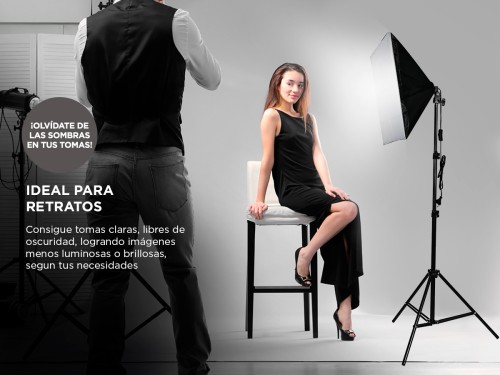 Kit par de Tripodes Gadnic + Softbox Iluminacion + Bolso Kit Profesion