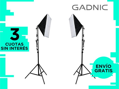 Kit par de Tripodes Gadnic + Softbox Iluminacion + Bolso Kit Profesion