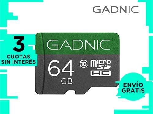 Memoria Micro SD Gadnic 64gb Clase 10 + Adaptador