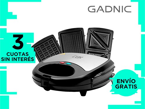 Waflera Sandwichera Electrica Gadnic 3 en 1 750W Placas Desmontables