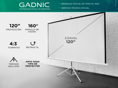 Pantalla Proyector Gadnic 120 Manual con trípode