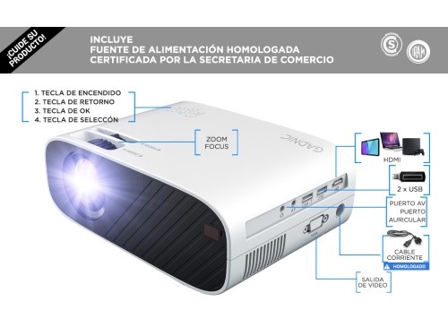 Proyector Portátil Gadnic 1080P Full HD 5500 Lúmenes HDMI