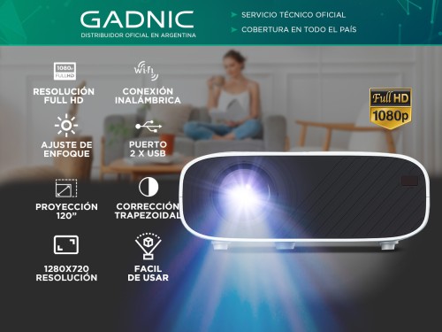 Proyector Full Hd WiFi Gadnic 5500 Lúmenes Portátil