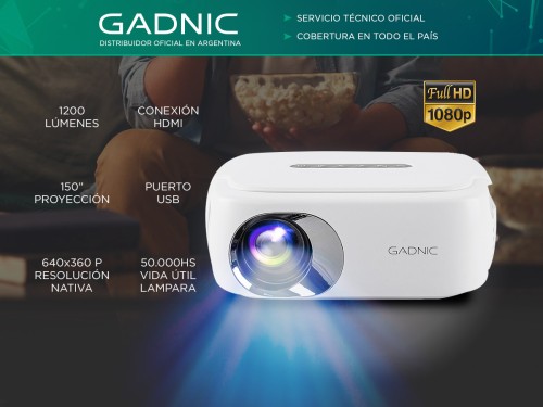 Proyector Gadnic Spectacular 1200 Lúmenes HDMI USB AV Full HD