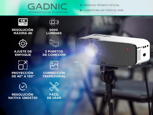 Proyector Gadnic MiniCine Led 5000 Lúmenes 4K Mini Portátil Hasta 150