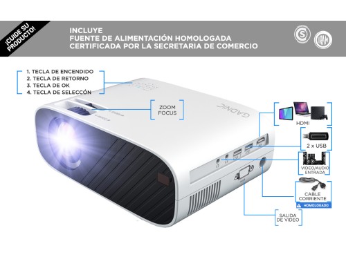 Proyector Full Hd WiFi Gadnic 5500 Lúmenes Portátil