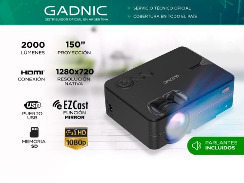 Proyector Gadnic Ultra Led 2000 Lúmenes Wifi HDMI USB VGA