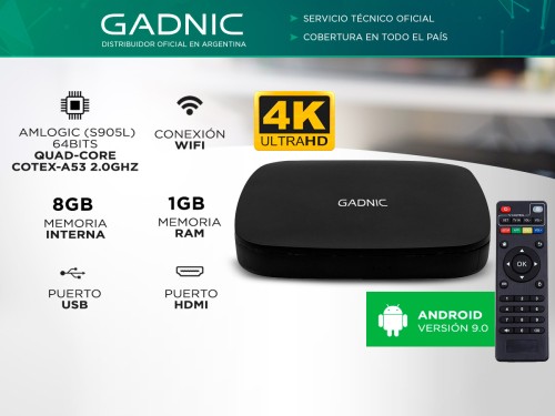 Dispositivo Inteligente TV Box Gadnic 8GB Android HDMI AV Wifi