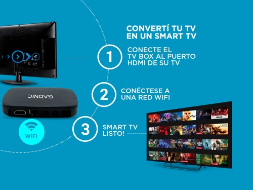 Dispositivo Inteligente TV Box Gadnic 8GB Android HDMI AV Wifi