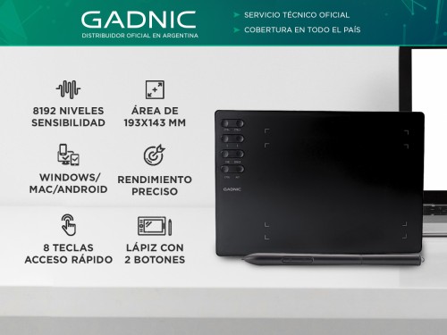 Tableta Gráfica Gadnic con Lápiz Óptico