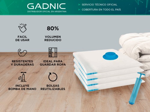 Kit Bolsas Al Vacio 4 En 1 Gadnic Para Guardar Ropa 60 x 80 cm