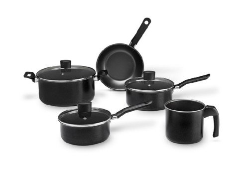 Batería De Cocina 5 Piezas Brinox Linea Ebony Color Negro