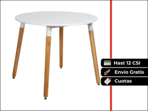 Mesa De Comedor Eames Redonda 90 Cm