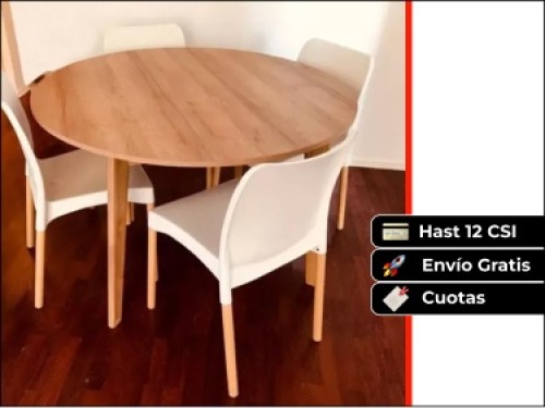 Mesa De Comedor Madera Redonda 120 Cm